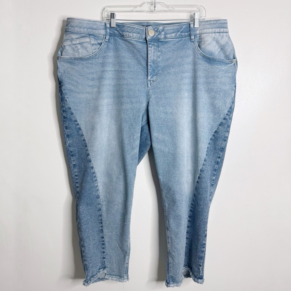 Democracy "Ab"solution Spliced Straight Leg Inside Step Frayed Hem Size 24W - Picture 2 of 8